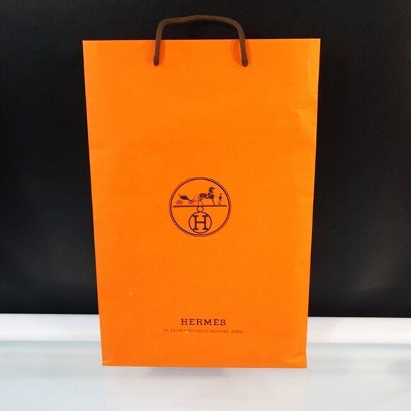 HERMES Classic Orange Gift Bag Empty Tall Shopping Paper Tote  17 x 11 x 4 Inch - Picture 5 of 5
